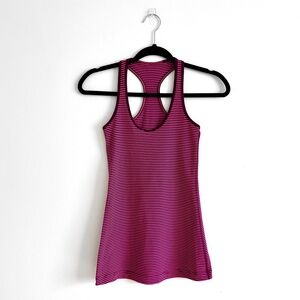 lululemon Cool Racerback Tank Top Purple Pink Stripe for Running Training Size 2